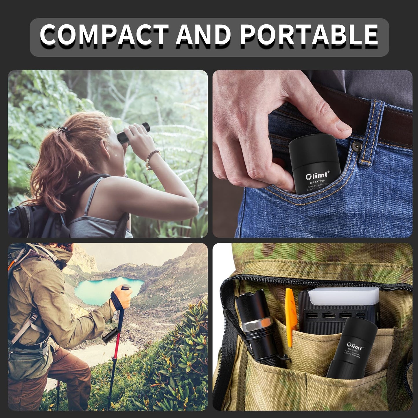 Olimt 8X25 Monocular Telescope, Mini Pocket Compact Small Size Portable Handheld Lightweight Ed Glass Wide Angle View Waterproof