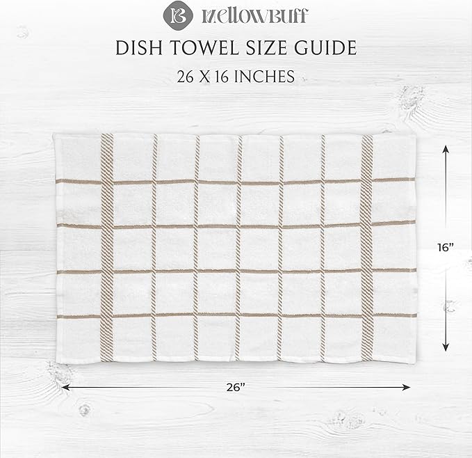 100% Cotton Terry Dish Towels, 4 pack16 x26 Inches, Super Soft and Absorbent Kitchen Towels, Perfect for Kitchen Cleaning and Dish Washing | Tan