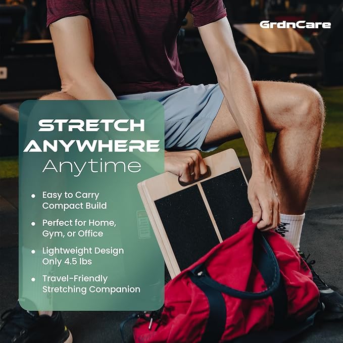 GrdnCare Wooden Calf Stretcher - Portable Slant Board for Calf Stretching - Bears 300 lbs - Adjustable Incline Board Physical Therapy Equipment - Reduce Injury Risk, Improve Foot, Leg & Ankle Mobility