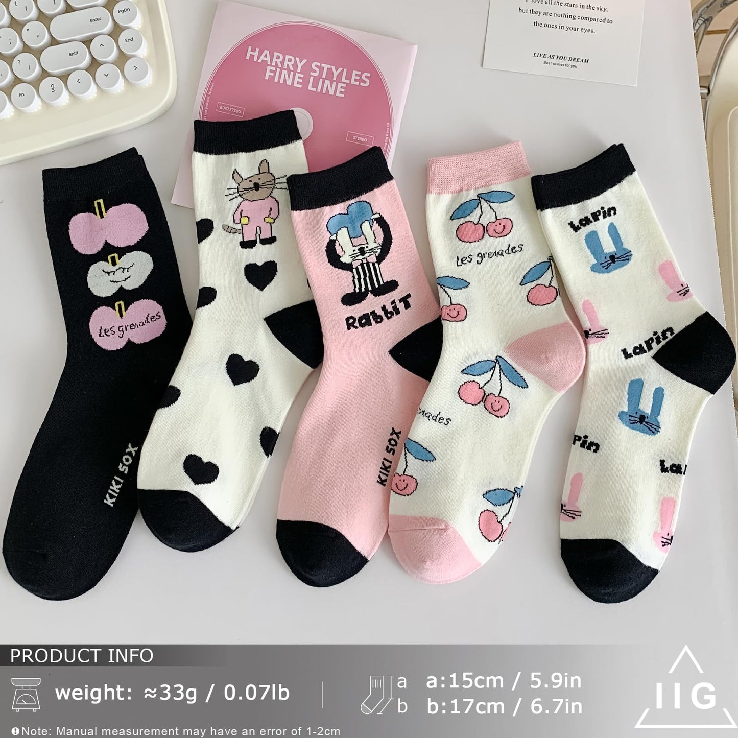 IIG Women's Fashion Cute Cotton Socks Novelty Funny Above Ankle Crew Socks Holiday Gifts for Women 4/5 Pairs (Cute animals 01-5 pairs)