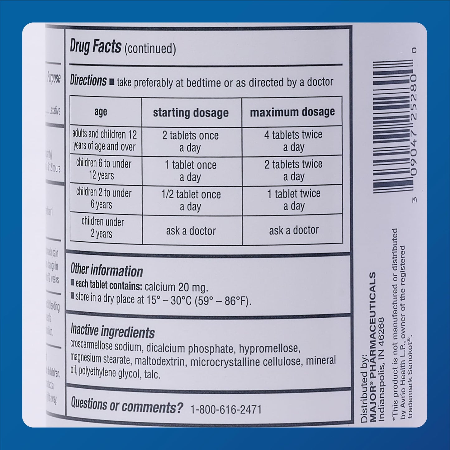 MAJOR Senna 8.6 mg Natural Vegetable Laxative Tablets - Made with Sennosides - 1000-Count (1-Pack)