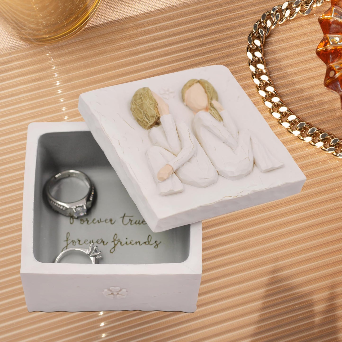 AcowSpt Best Friend Birthday Gifts for Women, Friendship Gifts for Women, Sculpted Hand-Painted Keepsake Box