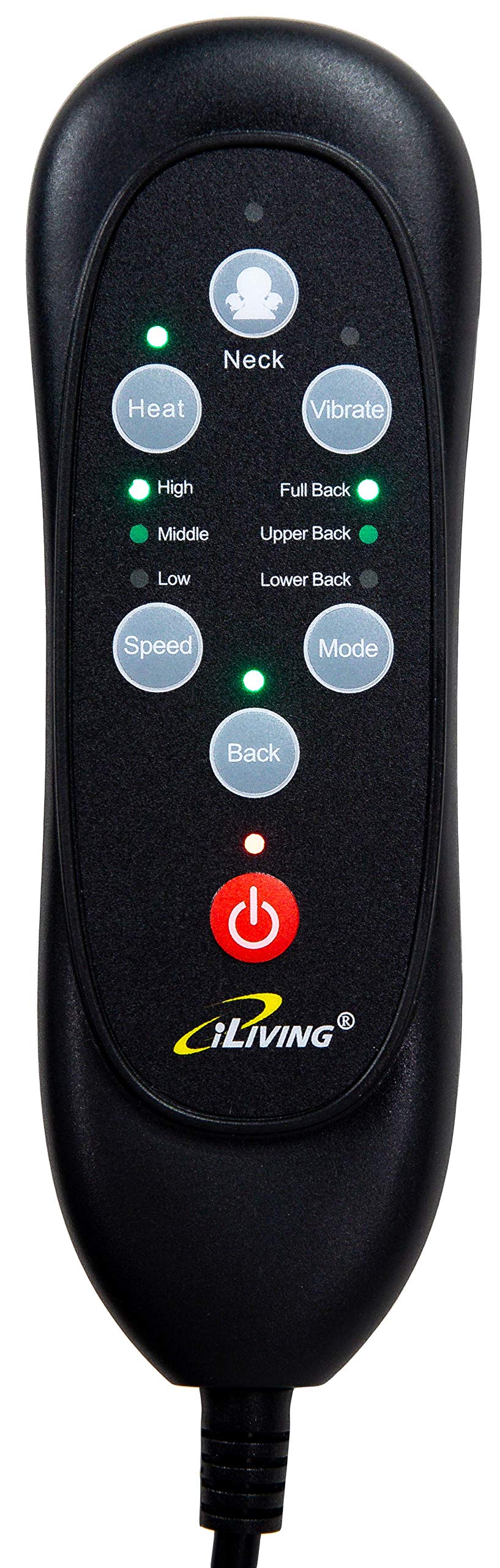 iLiving 3D Shiatsu Kneading Back Massage Cushion with Heat and Vibration, Black