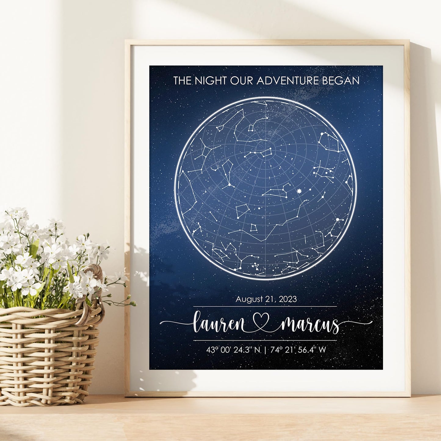 Custom Star Map for Specific Date Art Print | Personalized Star Map | Night Sky Constellation | Anniversary Gifts for Women | Unique Gift for Father's Day, Weddings, Girlfriends, Boyfriends
