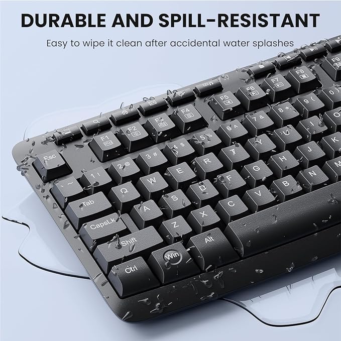 Redragon Wireless Keyboard and Mouse Combo, 2.4G Full-Sized Ergonomic Computer Keyboard with 5 Level DPI Adjustable Wireless Mouse, for Windows, Mac OS Desktop/Laptop/PC, BS-7367-A