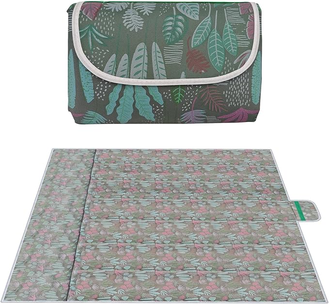 SNOMEL Outdoor Picnic Blanket Waterproof Foldable, 78.7'' x 78.7'' Large Park Beach Blanket, Fold Up Picnic Mat Sand Free ...