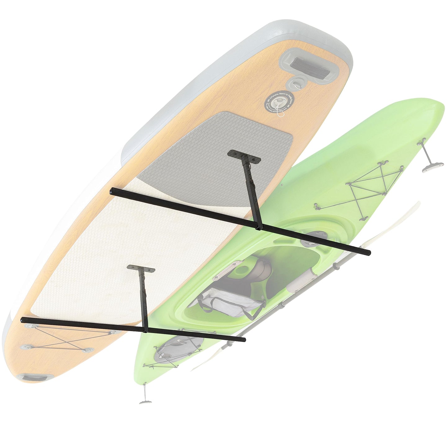 GoSports Kayak Rack for Garage Ceiling Mount - Adjustable Storage Hangers for 2 Kayaks, SUPs, or Surfboards
