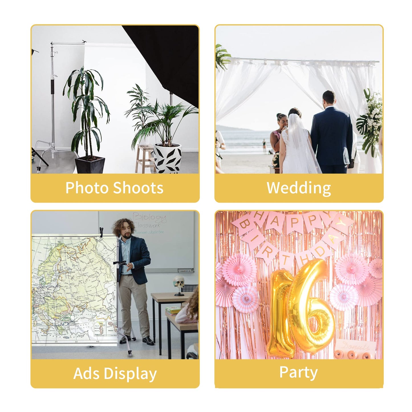 Pro Stainless Steel Telescopic Backdrop Crossbar Max Length 10 ft/3m Adjustable Background Support Cross Arm, Backdrop Pole for C Stand