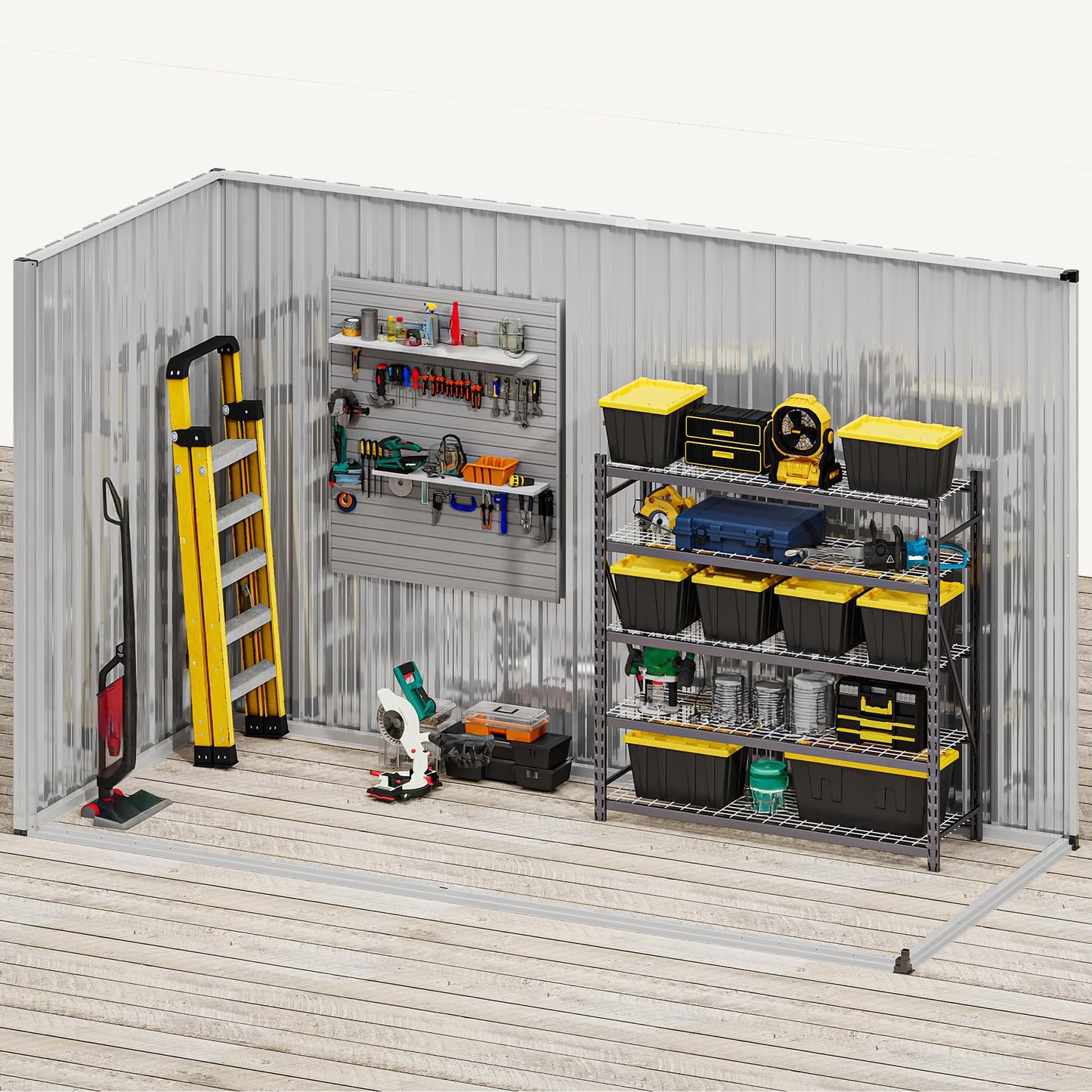 DWVO 9x4ft Large Outdoor Storage Shed, Metal Tool Sheds, Heavy Duty Tool Storage with Lockable Doors & Air Vent for Backyard Patio Lawn to Store Bikes, Tools, Lawnmowers,Brown