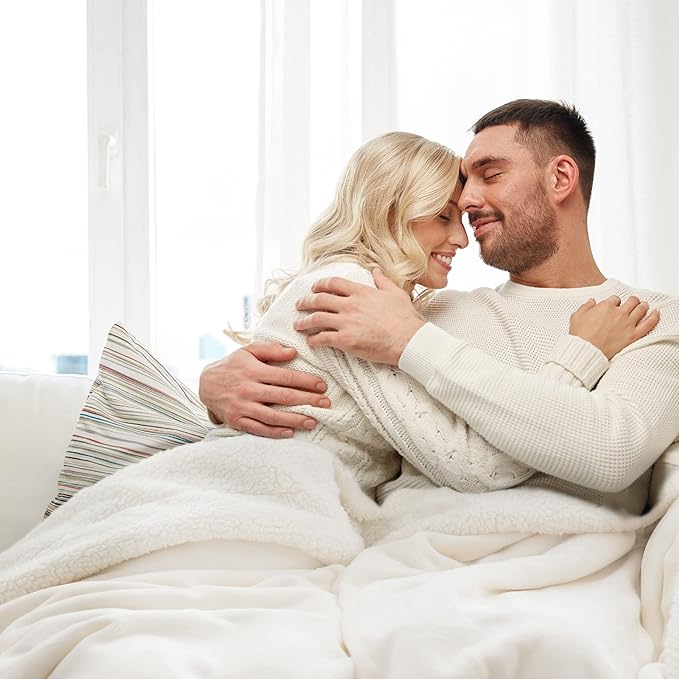 Bedsure GentleSoft Sherpa Fleece Throw Blanket Twin Size for Couch - Thick and Warm Throw for Women and Men, Soft Fuzzy Plush Twin Blanket for Winter, Non-Heated, Cream, 60x80 Inches