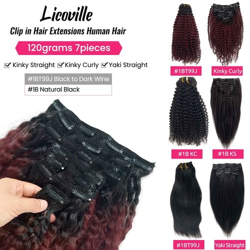 Yaki Straight Clip in Hair Extensions for Black Women 1b Natural Black Clip in Extensions Real Human Hair 120grams 7pcs Double Weft Light Yaki Straight Clip in Human Hair Extensions 18 Inch