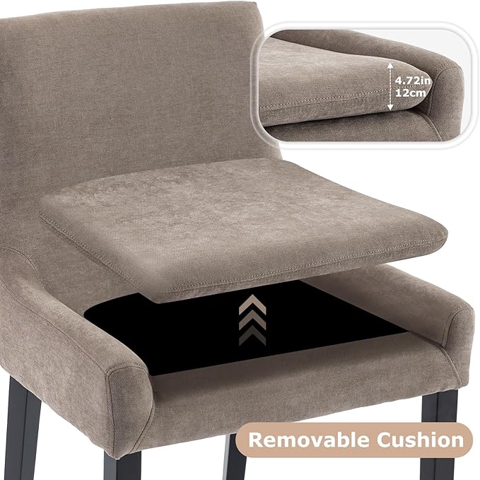 COLAMY Upholstered Dining Chairs Set of 2, Fabric Accent Side Leisure Chairs with Mid Back and Wood Legs for Living Room/Dining Room-Camel