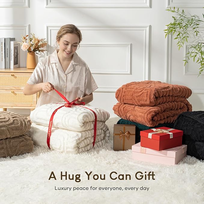 Cottonblue Jacquard Weighted Blanket for Adults 15 lbs Queen Size, Cozy Fluffy Sherpa Fleece Weighted Throw Blankets 60" x 80" for Sleep Relax, Fuzzy Warm Arch Heavy Blanket Soft for Bed Couch, Khaki