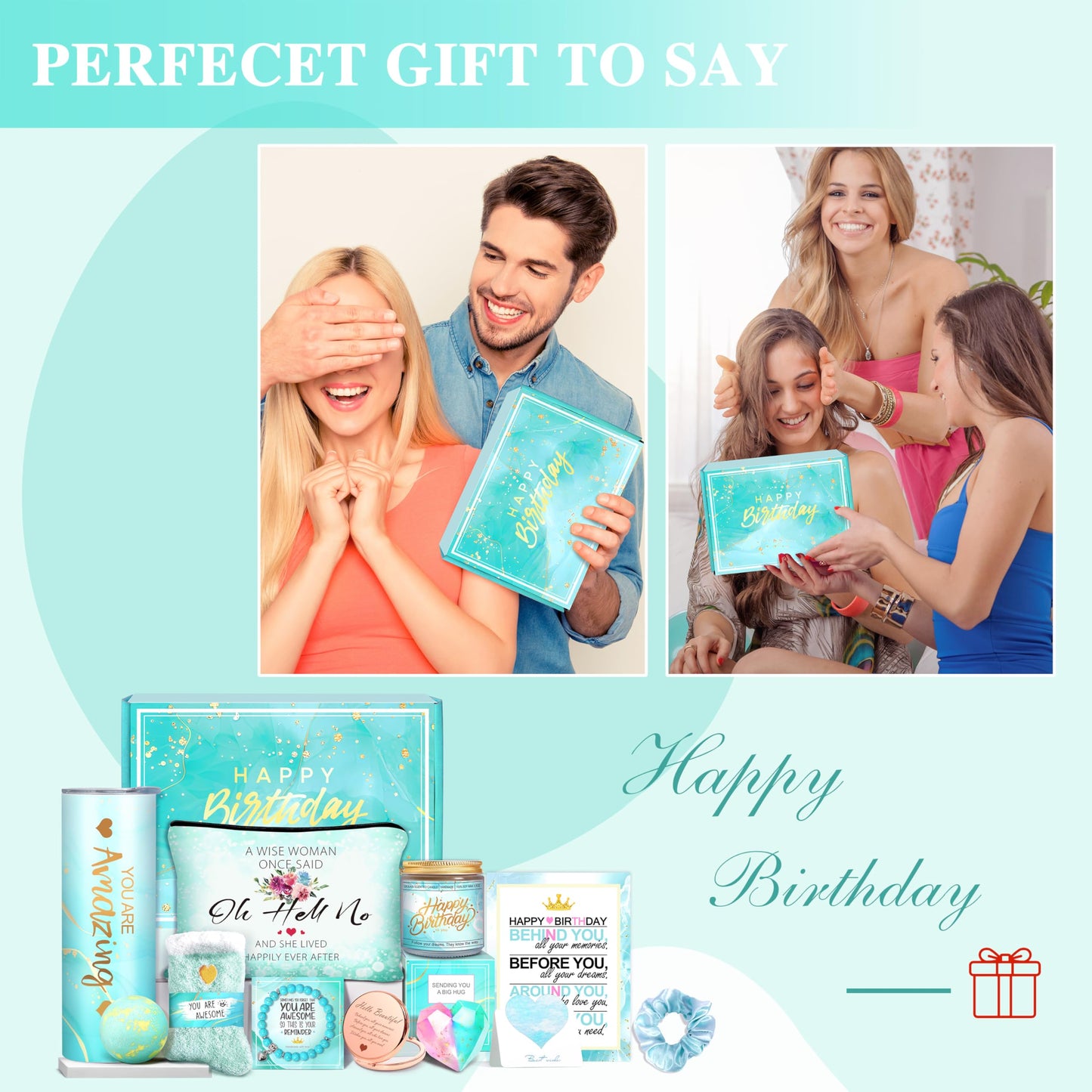 Birthday Gifts for Women, Happy Birthday Gift Basket Set for Her, Mom, Wife, Daughter, Sister, Girlfriend, Coworker, Unique Birthday Gift Idea for Women