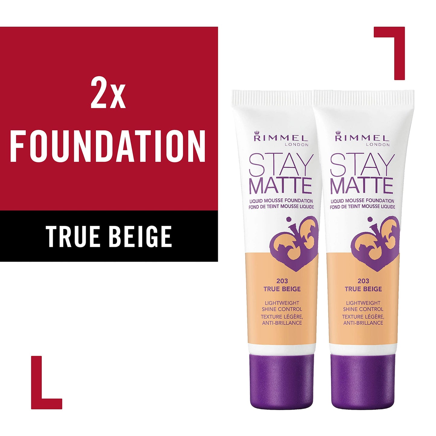 Rimmel, Stay Matte Foundation, True Beige 2 Count (Pack of 1)