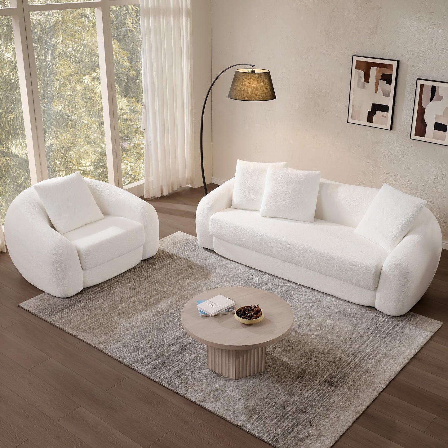 SICOTAS Sofa Couch Bed for Living Room Futon Cloud Boneless Sleeper Chair Pull Out Convertible Floor Couch in a Box with Deep Seet Single Sofa Foam Lounger No Assembly for Bedroom Apartment, White