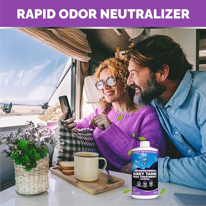 Grey Water Tank Treatment, 32oz | Fast-Acting RV Holding Tank Treatment | Camper Toilet & RV Black Tank Cleaner | Enzymatic Odor Eliminator | Safe for Septic & Marine Systems