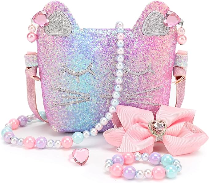 mibasies Purse for Little Girls Dress Up Jewelry Pretend Play Kids Accessories Mermaid Gifts