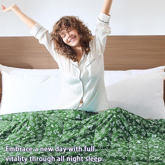 yescool Weighted Blanket for Adults (20 lbs, 48" x 72", Forest) Cooling Heavy Blanket for Sleeping Perfect for 140-160 lbs, Twin Size Breathable Blanket with Premium Glass Bead, Machine Washable