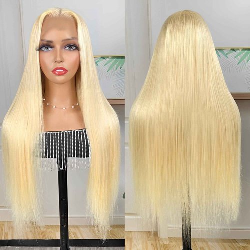 613 Lace Front Wig Human Hair 26Inch 13x4 Blonde Lace Front Wigs 210% Density 613 HD Lace Frontal Wig for Women 12A Brazilian Straight Human Hair Wig Glueless Wigs Pre Plucked with Baby Hair