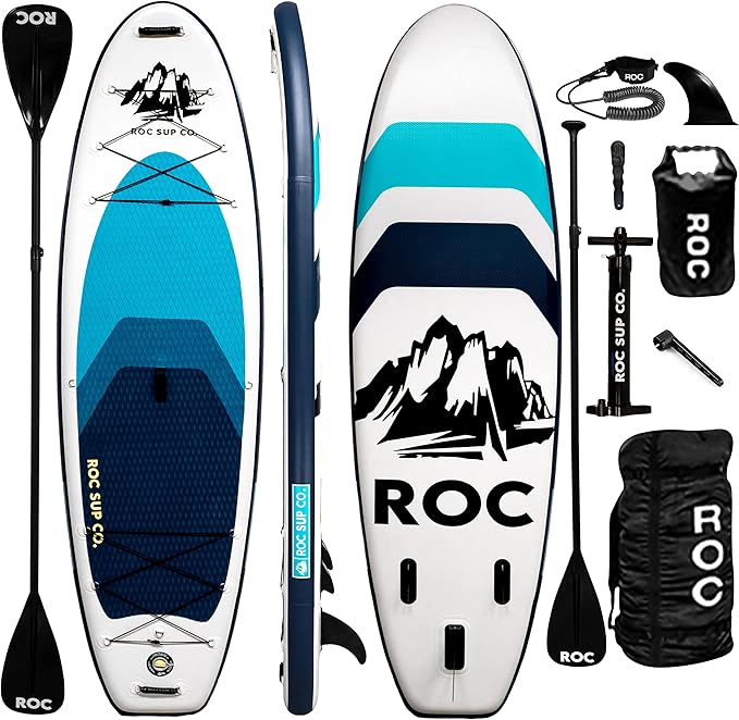 Roc Inflatable Stand Up Paddle Board 10' 6" with Premium SUP Paddle Board Accessories, Wide Stable Design, Non-Slip Comfor...