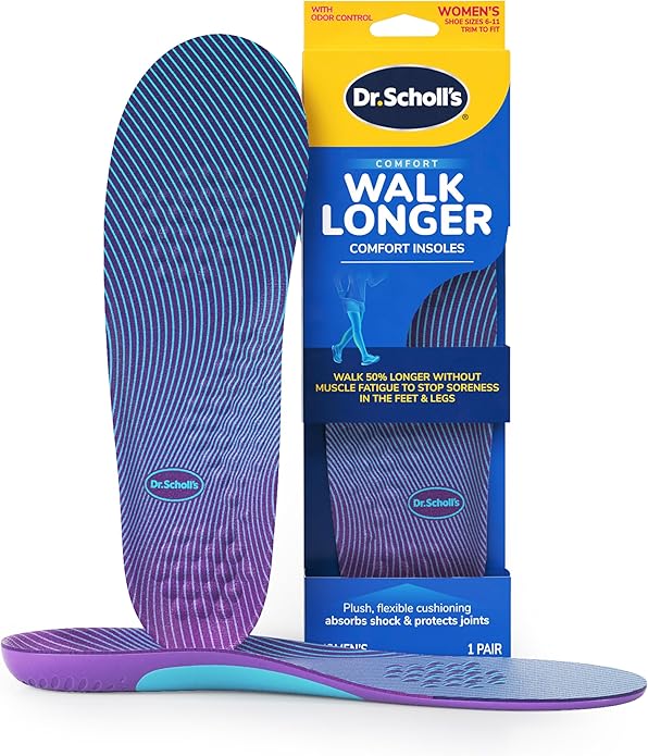 Dr. Scholl's Walk Longer Insoles - Comfortable Plush Foam Cushioning Inserts for Walking, Hiking, and Standing on Feet Al...