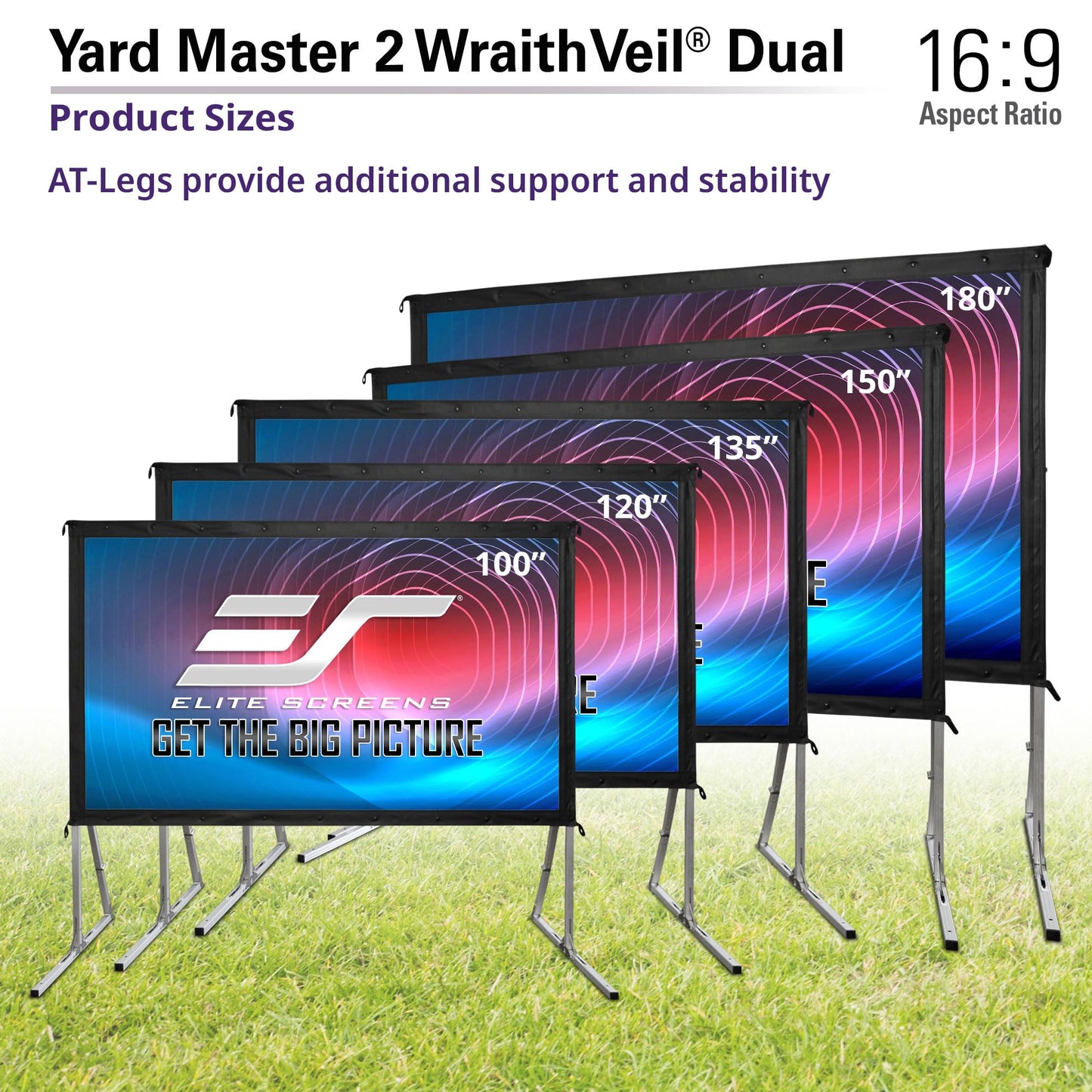 Elite Screens Yard Master 2 DUAL Projector Screen, 150-INCH 16:9, Front and Rear 4K/8K Ultra HD, Active 3D, HDR Ready Projection, OMS150H2-DUAL