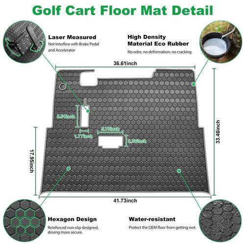 EZGO TXT Golf Cart Floor Mat, Upgraded Full Coverage Liner Mat Replacement Install Easily Thick Rubber Anti-Slip, Fit EZGO TXT (1994+), EX1 (2020), Valor, Cushman Workhorse&Express S4 Gray Trim