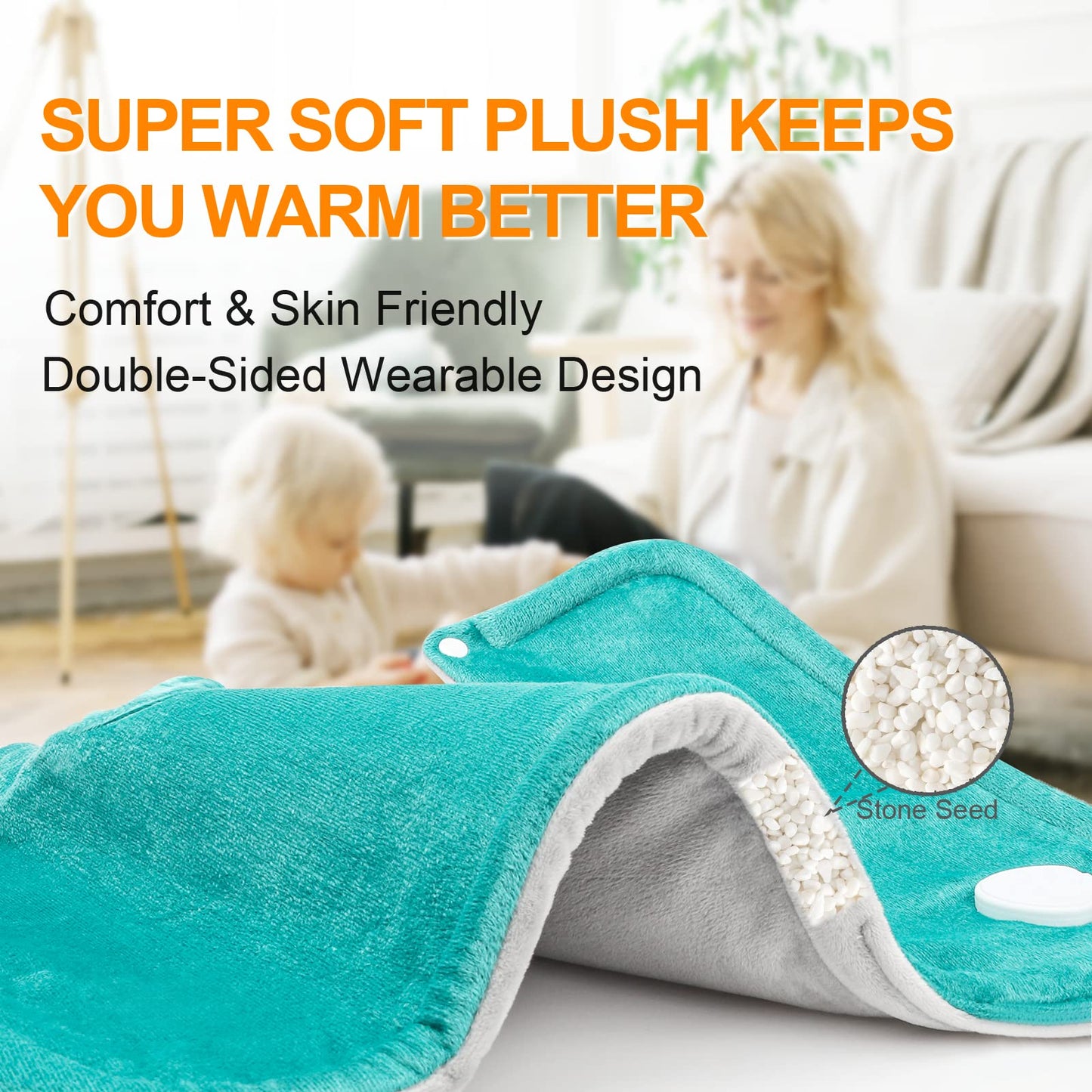 Heating Pad for Neck and Shoulders and Back, Christmas Birthday Gifts for Women Mom Wife Men Dad, Mothers Day Gifts, Weighted Neck and Shoulder Heating Pads, 6 Heat Settings 4 Auto-Off,17"x23" Blue