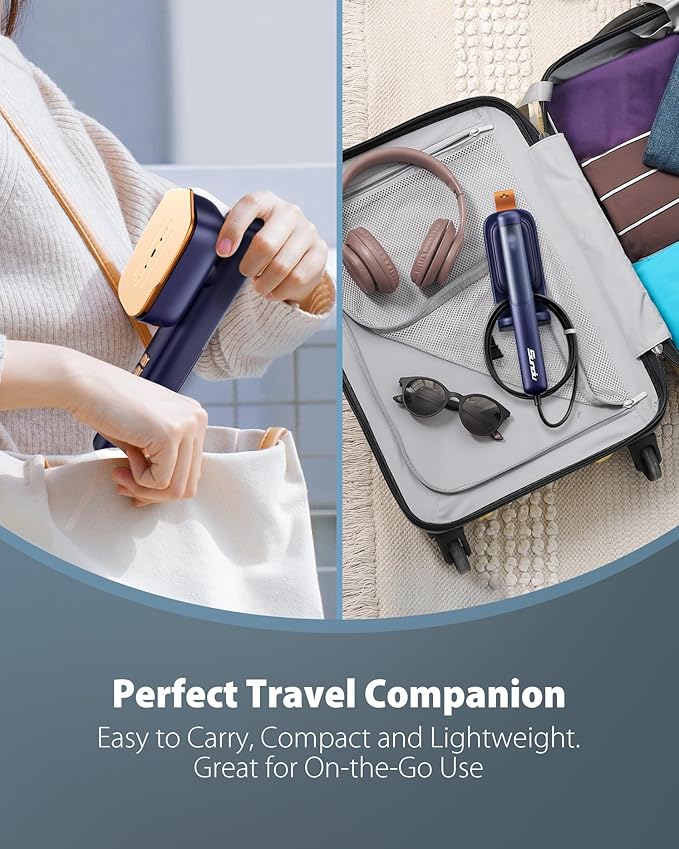 Steamer Iron for Clothes, Portable 2 In 1 Travel Handheld Garment Steamer,20 Minutes of Continuous Steam,100ml Water Tank,Steamer Ironing Gloves,1100W