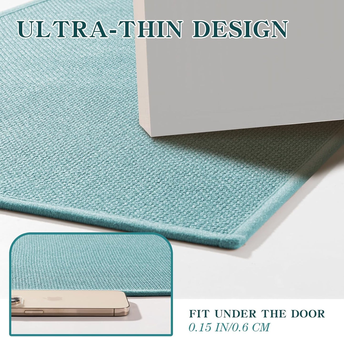 chakme Bathroom Rugs Mat U-Shaped 24x17, Ultra ThinNon Slip Bath Mat Small Quick Dry Absorbent Bath Matfor Bathroom Floor, (Blue, U-24"x17")
