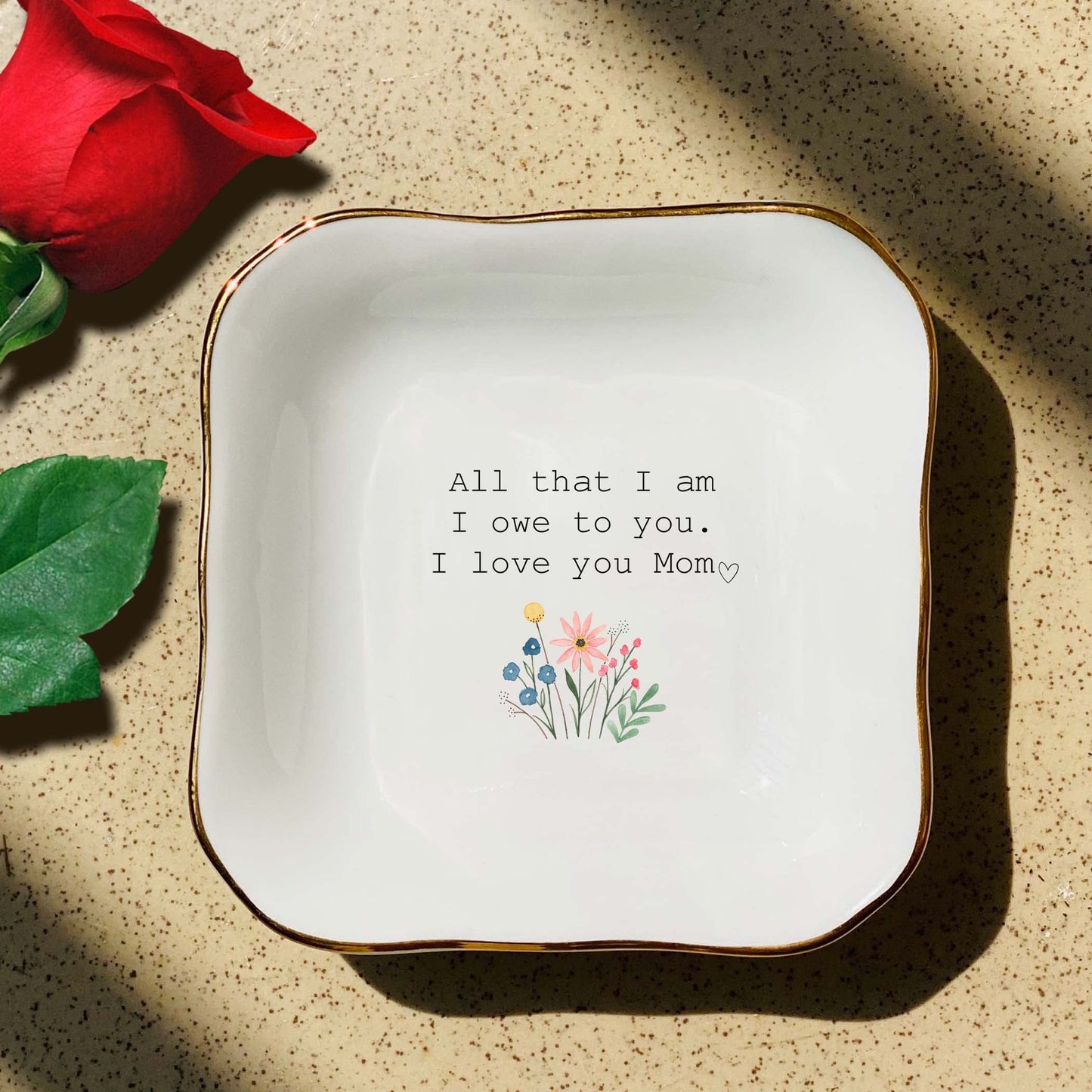 BAT TRANG Ceramic Jewelry Dish, Mother of The Bride Wedding Gift, Bridal Shower Gift, Gifts for Mom from Bride, Mom Gift, Birthday Gift, (All That I am)