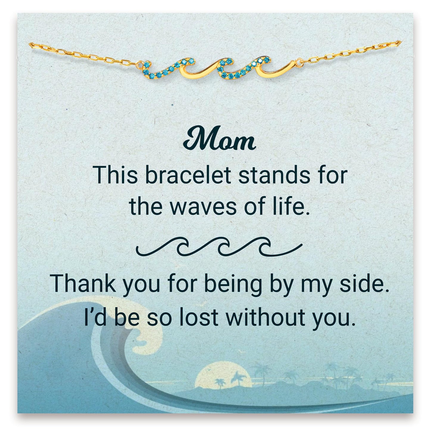 STORYJEWELLERY Mom Birthday Gifts, Mom Bracelets for Women, Gift for Moms, 925 Sterling Silver Wave Bracelet for Mother, Moms Jewelry