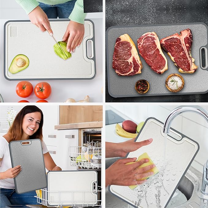 Titanium Cutting Board for Kitchen, Double Sided, Pure TA1 Titanium/Wheat Straw pp, Dishwasher Safe, Hardened Crystallized Surface, Eco-Friendly, Large Cutting Board, 15” x 11”
