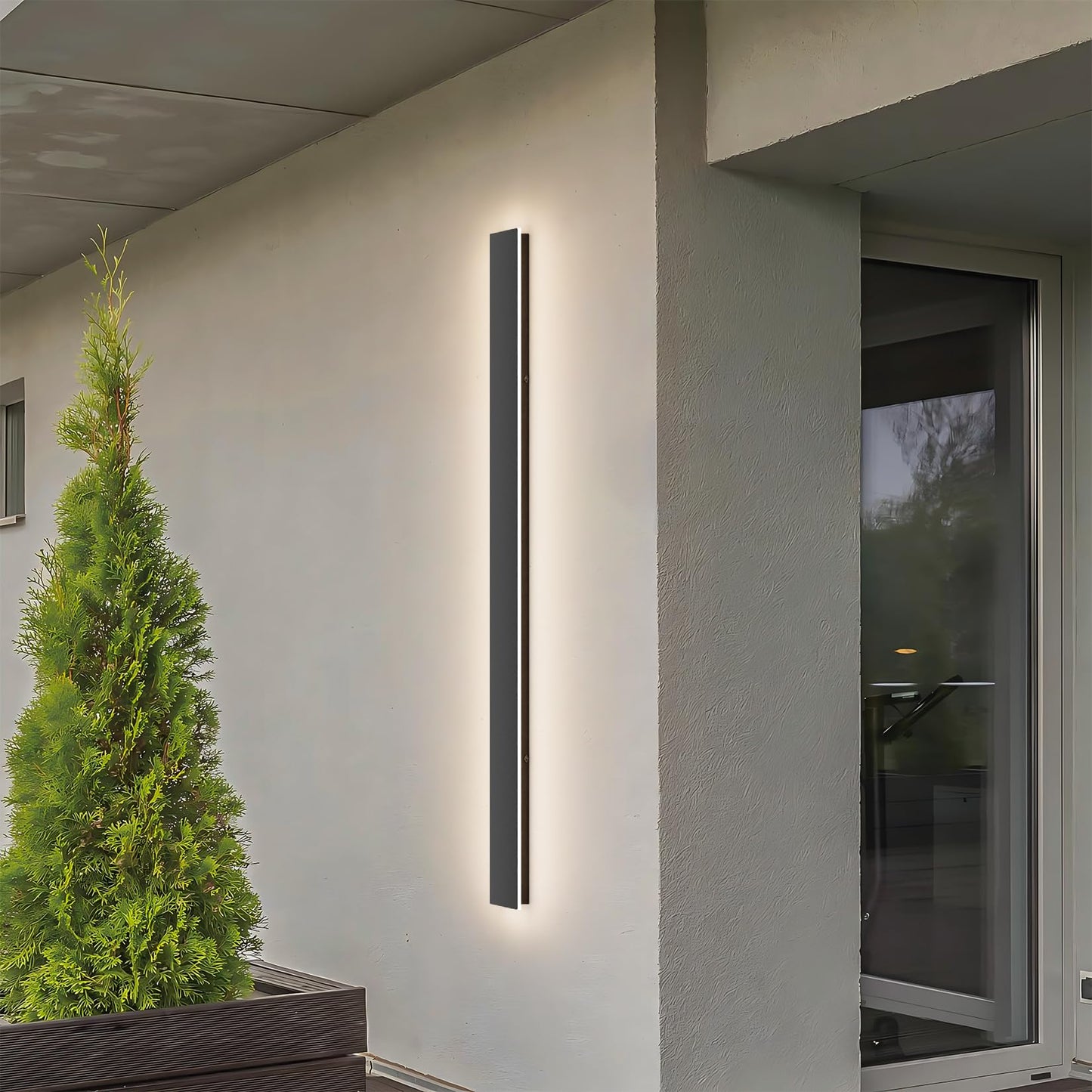 lundwa 40inch Long Outdoor LED Wall Light 4000K Natural Light 30W Black Porch Light Acrylic Waterproof IP65 Exterior Wall Light Fixture for House Patio Porch Courtyard