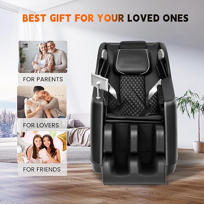 Redcamp Massage Chair Full Body: with 8-Point Fixed Nodes, Zero Gravity, Waist & Leg Heating, Airbag Massage, Bluetooth Music, LED Remote, Foot Rollers, Auto Programs, Adjustable Calf