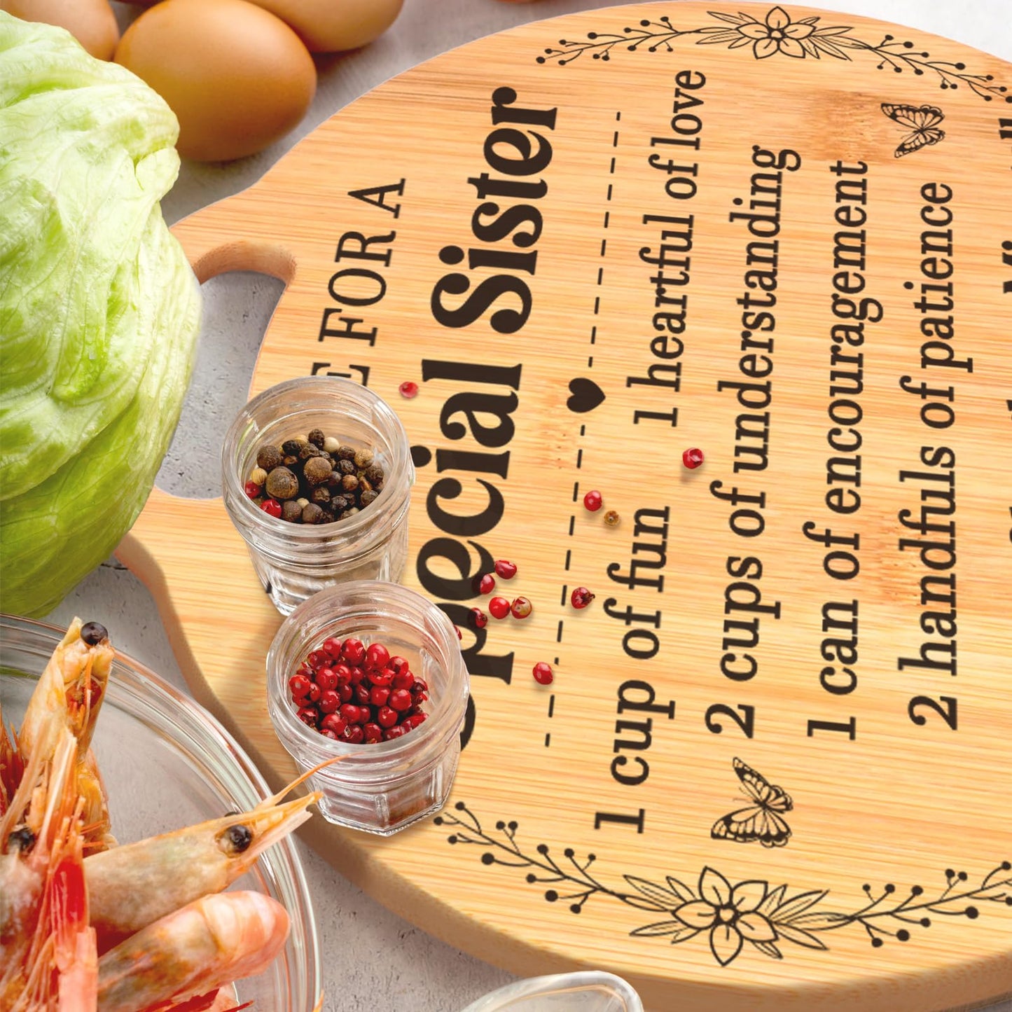 Sister Gifts from Sister - Engraved Bamboo Cutting Board Set, Unique Sister Birthday Gifts, Mothers Day Christmas Birthday Gifts for Sister