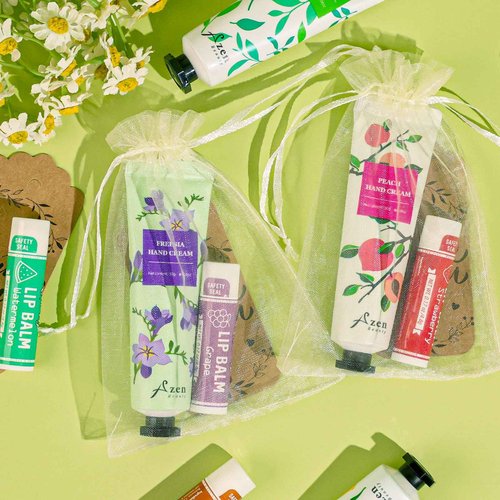AZEN 120 Sets Bulk Gifts, Hand Cream and Lip Balm Bulk Set with Organza Bag Thank You Card, Baby Shower Wedding Gifts for Guests, Bridal Wedding Favors for Guests,Thank You Gifts for Women