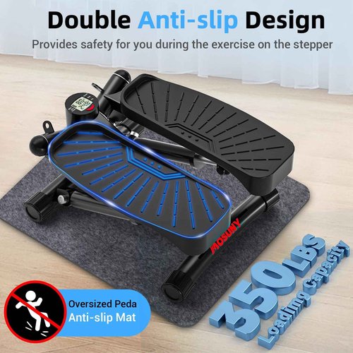 Steppers for Exercise at Home, Mini Stepper with Resistance Bands Full Body Workout Adjustable Heigh Stair Stepper for Home Twist Stepper with 350lbs Loadingt Capacity (with Mat)