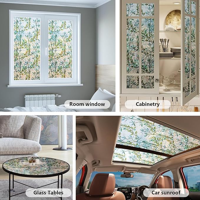 Finnez Window Privacy Film 3D Static Cling Window Film, No Glue Heat Control & 96% UV Blocking for Home Office, Decorative Frosted Glass Cover 17.5 Inch x 13.1 Feet