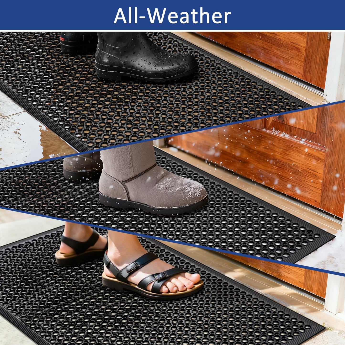 Rubber Floor Door Mats Outside Entrance Commercial Restaurant Kitchen Anti Fatigue Rubber Drainage Mat New Non Slip Bar Floor Mat Outdoor Mats for Garage Use Black 36inch x 60inch from SallyMall