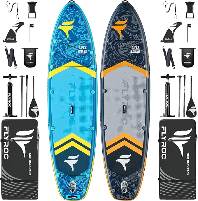 11'6x35'' Extra Wide Inflatable Paddle Board, 2-Pack(Blue & Gray)-450lb Capacity Stand Up Paddle Board for Adults (x3), St...
