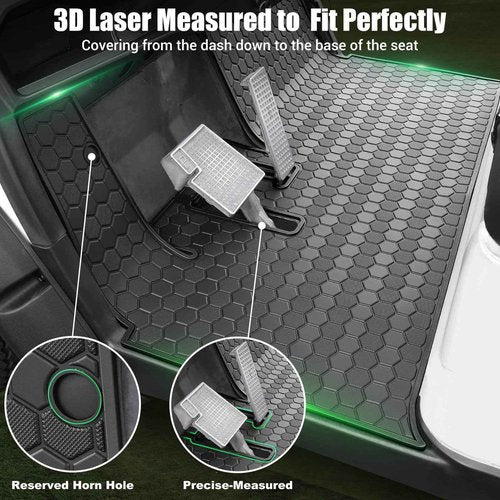 Yamaha Drive2 Golf Cart Full Coverage Floor Liner Mat, Only Fits Yamaha Drive2 (2017-2023), UMAX Rally 4x4, Adventurer (2017-2023), Upgraded Non-Slip, 8MM Natural Thick Rubber Floor Mats (Black Trim)