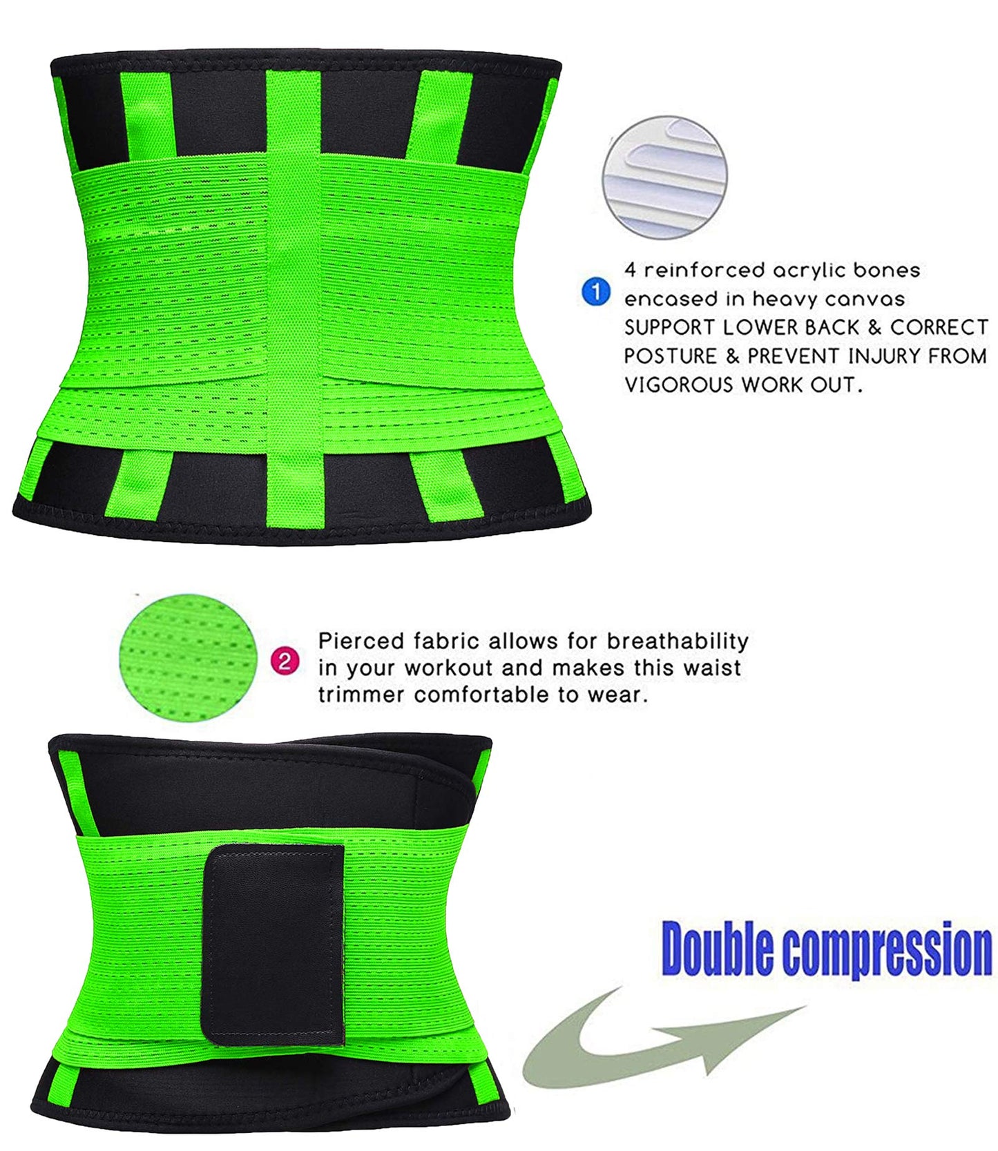 VENUZOR Waist Trainer Belt for Women - Waist Cincher Trimmer - Slimming Body Shaper Belt - Sport Girdle Belt (UP Graded)(Green,X-Large)