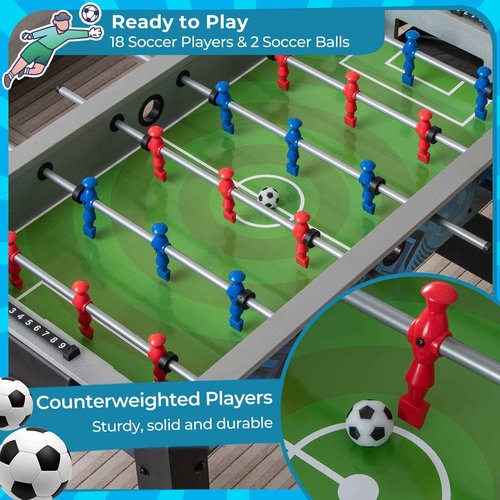 GYMAX Foosball Table, 38" Soccer Game Table Set with 2 Footballs, Mini Foosball Table for Kids Adults Home Game Room Family Night