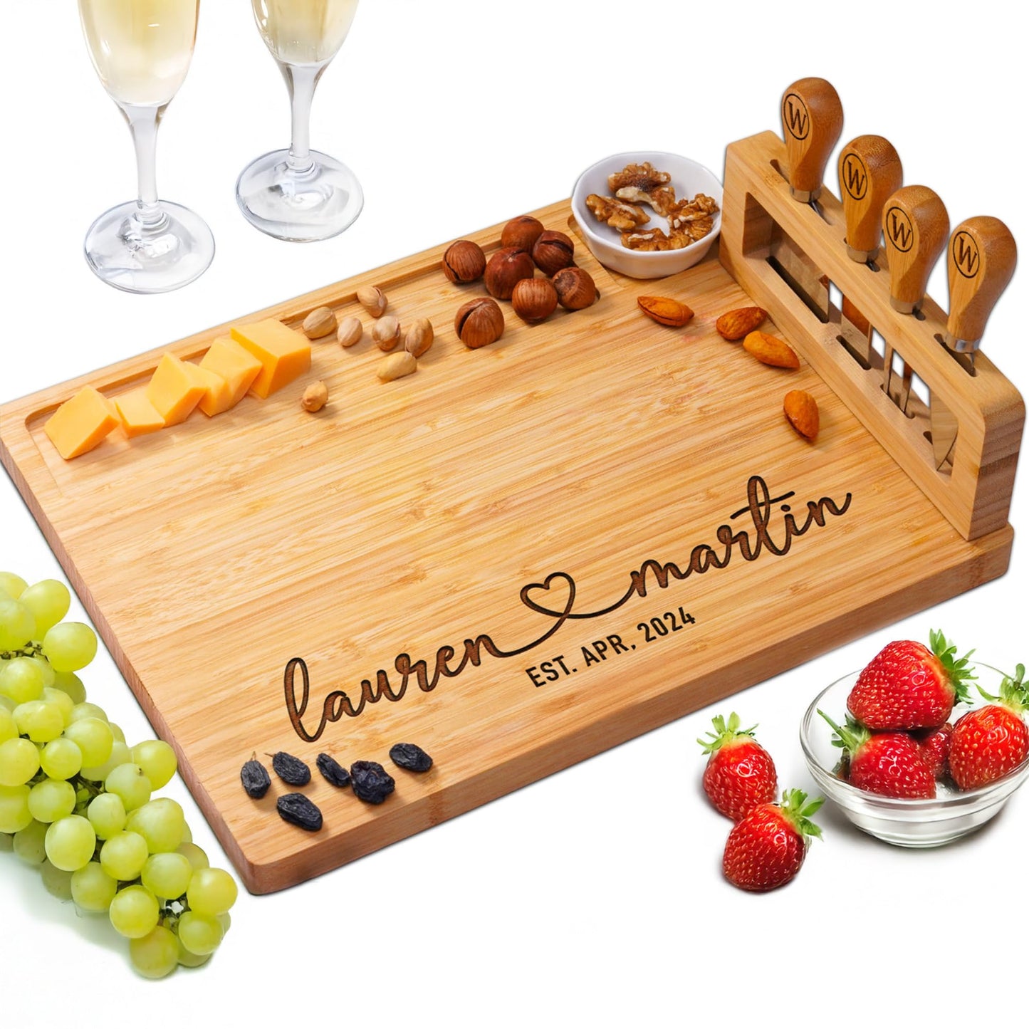 Personalized Charcuterie Board, Wedding Gifts for Couples 2025, Custom Engraved Cutting Board for Anniversary, Engagement, New Home, Christmas, Gift for Bride, Parent, Women, Newlyweds, Housewarming