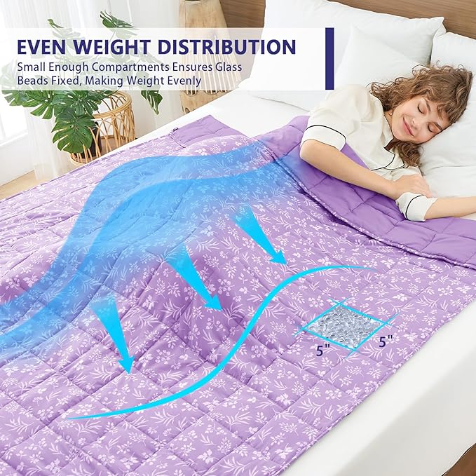 yescool Weighted Blanket for Adults (20 lbs, 60” x 80”, Mauve) Cooling Heavy Blanket for Sleeping Perfect for 190-210 lbs, Queen Size Breathable Blanket with Premium Glass Bead, Machine Washable