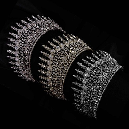 Tall Wedding Tiaras for Bride Large Queen Crowns 5A Cubic Zirconia Princess CZ Bridal Headband for Bride Party Big Pageant Crown for Women Huge Crystal Headpiece Bridal Hair Accessories (Gold)