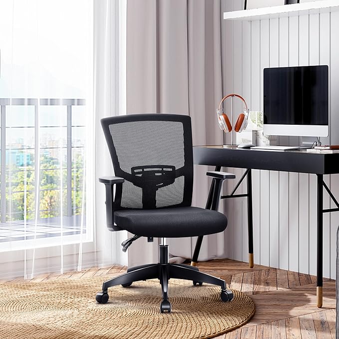 MAISON ARTS Mesh Office Chair Set of 4, Ergonomic Home Desk Chair with Lumbar Support, Mid-Back Computer Task Chair with Breathable Mesh and Adjustable Armrests for Home Office