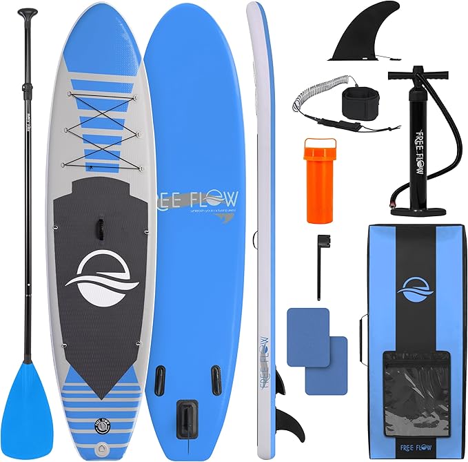 SereneLife Inflatable Stand Up Paddle Board with Premium SUP Accessories – Wide Stable Design with Non-Slip EVA Deck Pad f...